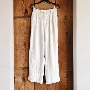 Sz 4 Significant Other Ivory Florina High Rise Linen Blend Trouser Pants GUC